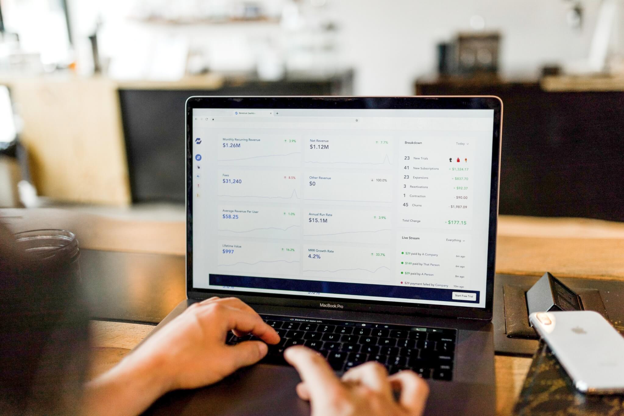 computer screen with financial data