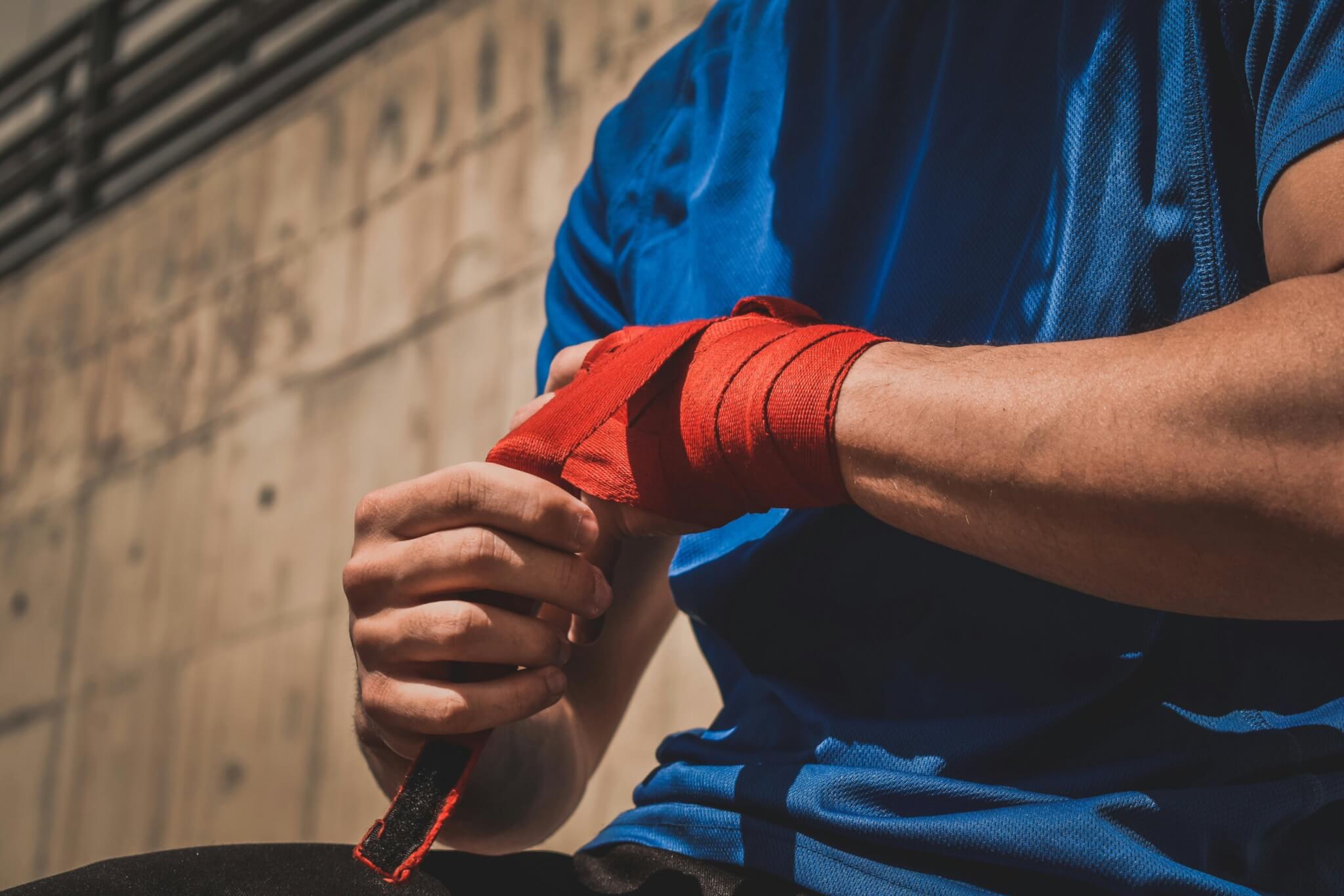 an athlete wraps their wrist